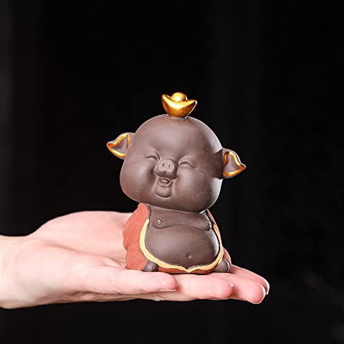 Amazon.co.jp: KINGZHUO 陶器製 かわいい豚の置物 ハンドメイド