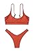 FAFOFA Womens Sexy Bikini Sets Low Scoop Neck Spaghetti Straps Cut Out Underboob Crop Top High Cut Cheeky Bottom 2PCS Swimsuit Beachwear Dark Orange S
