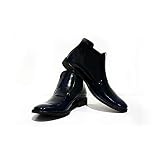 Modello Palermo - EU 46 - US 13 - UK 12-30,8 cm - Handmade Italian Mens Color Navy Blue Ankle Chelse