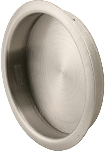 Slide-Co 163918 Round Sliding Door Pull – Stamped Steel with Satin Nickel Finish – Fits 1-3/4” Diameter Bi-Pass Closet Door Finger Holes – Universal Design –Easy to Install, Hardware Included (2 Pack)