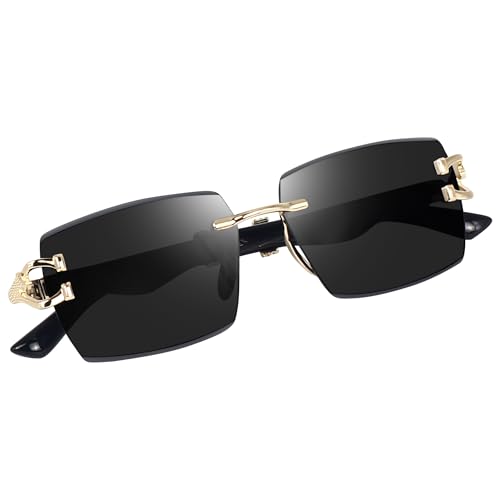Image of Dervin UV Protected Rectangular Rimless Sunglasses for Men and Women