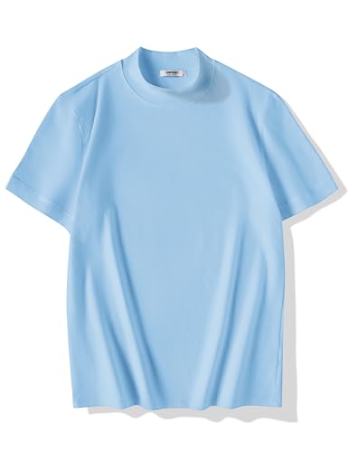 Image of COOFANDY Mens Mock Turtleneck Shirts Casual Premium Cotton Short Sleeve Shirt Basic Half Neck T-Shirts