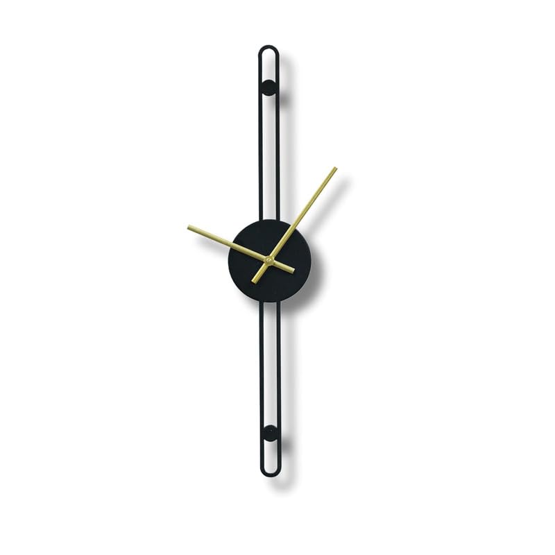 Image of Nordic Minimalist Gold Needle Metallic Wall Clock for Home, Office, Bedroom & Kitchen|Big Size Stylish Home Decor | Black Color (Battery Included) - Analog (12 X 48 CM)