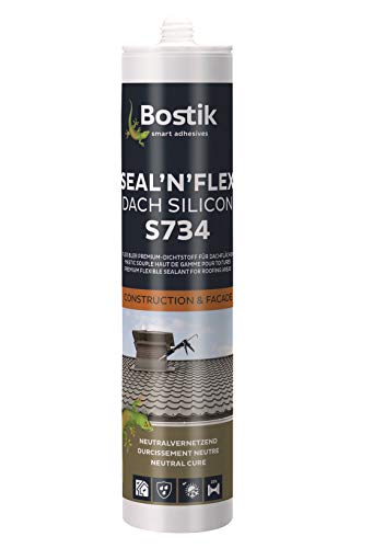 Bostik S734 Seal N Flex - Sellador de silicona transparente para techos, cartucho de 300 ml