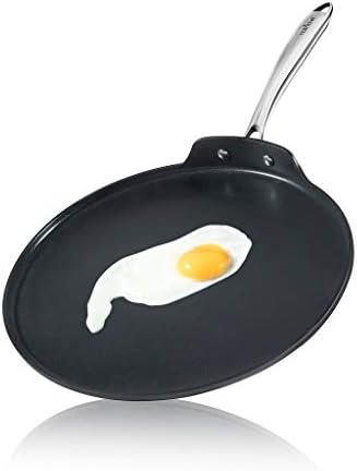 NutriChef Nonstick Stove Top Crepe Pan| Great for Pancakes, Eggs PTFE/PFOA/PFOS Free 12" Hard-Anodized Non stick Grill & Griddle Pan - Dishwasher Safe NCHAC45