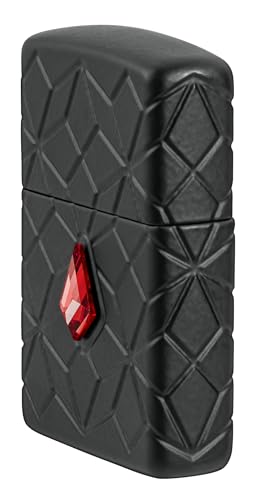 Zippo Sturmfeuerzeug - Diamond Pattern, Armor Black Matte, MultiCut w/Crystal Attached - Nachfüllbar - Wiederverwendbar - Windfestes Design - Geschenkbox - Made in USA