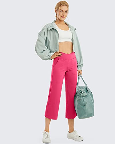 Image of G4Free Capri Pants for Women Wide Leg Yoga Dress Capris with Pockets Cross Loose Casual Work Crop Pants