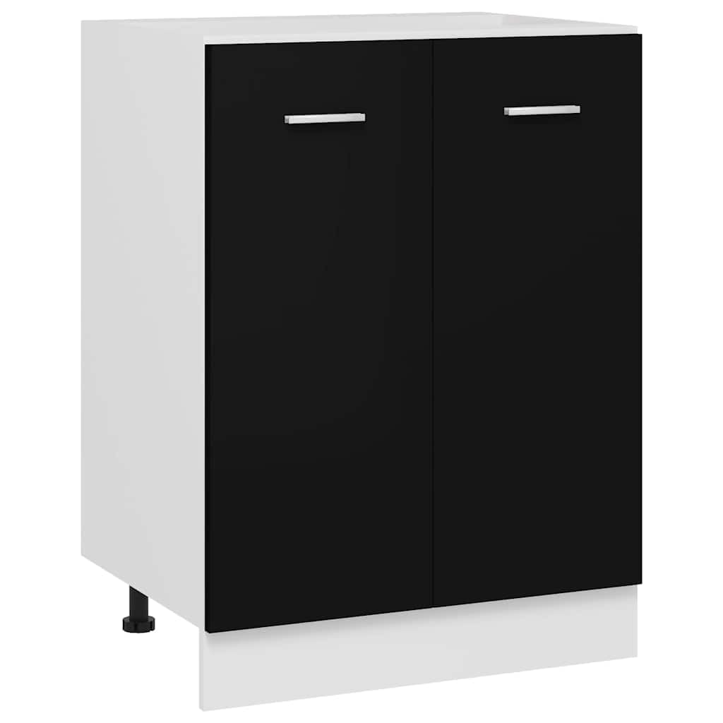 Lyon - Mobiletto da cucina in legno nero, 60 x 46 x 81,5 cm, con anta e mensola, per sala da pranzo, dispensa, caffetteria, bar, isola