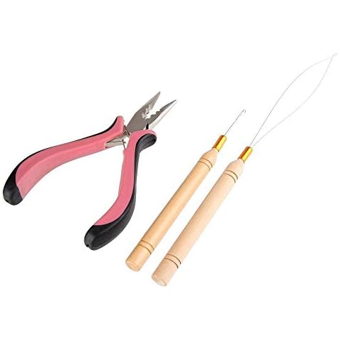 Weimob Hair Extension Kit Remove Plier Pulling Hook Hooks for Feather Hair & Stick I Tip Hair & Micro Loop Hair Extension Loop Threader Cover