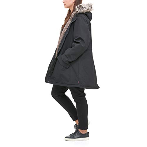 Levi's Women's Faux Fur Lined Hooded Parka Jacket (Standard And Plus Size), Black, 2X #TOP2