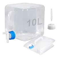 ZXBBTZ 10L Wasserkanister Faltbar Set mit Tragegriff & Hahn Lebensmittelechter Trinkwasserkanister Wiederverwendbarer Faltbarer Wasserbehälter für Camping Wandern Outdoor Platzsparend Faltkanister