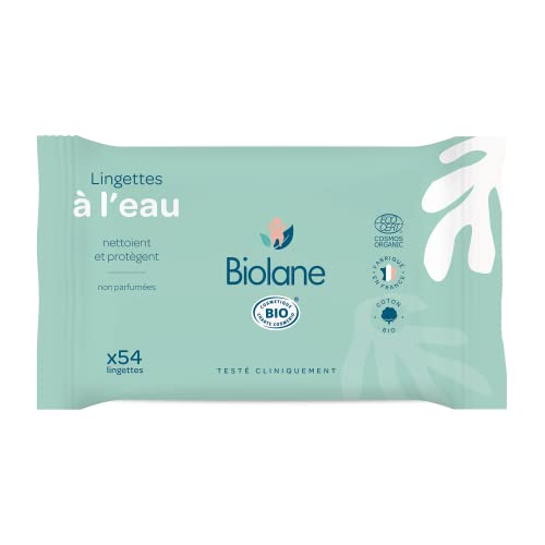 BIOLANE – Lingette bebe à l'eau Bio – 54 Lingettes Naturelles et BIO Composées à 99% d’Eau pour tout le Corps de votre bébé – Peaux sensibles - Utilisables...