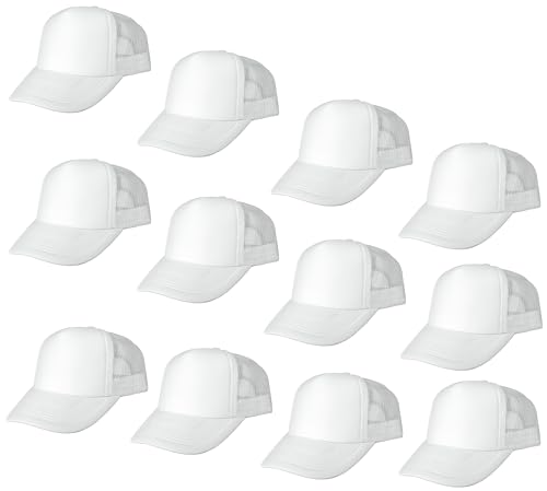 Image of Gelante 12 Pcs Sublimation Blank Trucker Hats - 5 Panel Mesh Snapback Baseball Cap Bulk