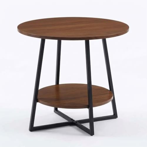 Image of Al Hama Rustic Farmhouse End Table Modern 2 Tier Sofa Side Bedside Table, Metal Frame Nightstand, Multipurpose Living Room Bedroom Coffee Table Black Brown