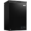 Igloo 3.5 Cu Ft. Upright Deep Freezer Chest- Deep Freezer with Quick Freezing System & Adjustable Thermostat- Low Noise Freezer with Removable Basket & LED Lights for Homes, Garages & Basements- Black