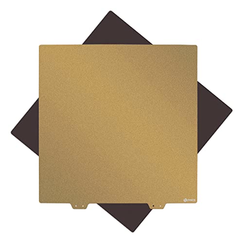 Fysetc 3D Printer Platform Cr10 S4 Anycubi Chiron Flexible Spring Steel Sheet 410X410Mm/16.2X16.2In Double Sided Textured Pei Powder Bed Cover Gold With Magnetic Base Compatible With Vorn Core Xy #TOP1
