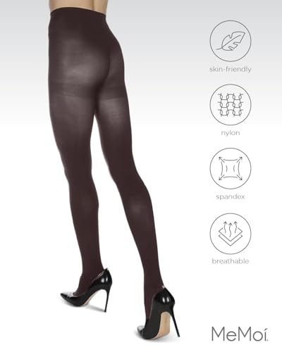 Image of MeMoi 2 Pack Perfectly Opaque Tights, Microfiber Control Top Tights, Comfortable and Lightweight - Sizes Extra Small to Q2