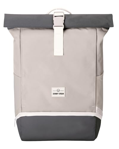 Johnny Urban Rucksack Damen & Herren Beige - Allen Medium - Rolltop Mit Laptopfach für Uni Fahrrad Business - 15L - Wasserabweisend