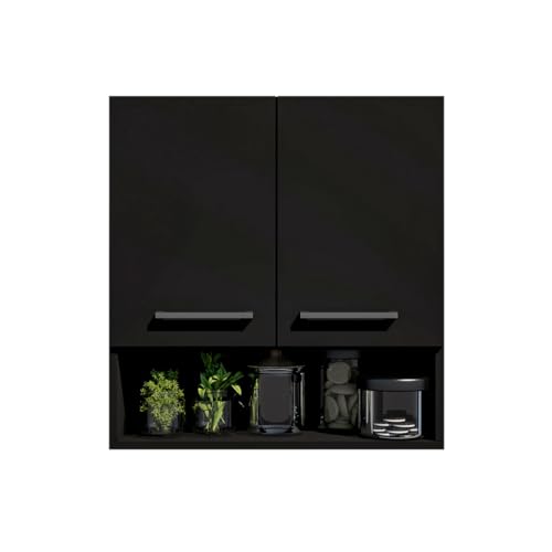 Armário 2 Portas Multiuso Organizador Cozinha(Preto)