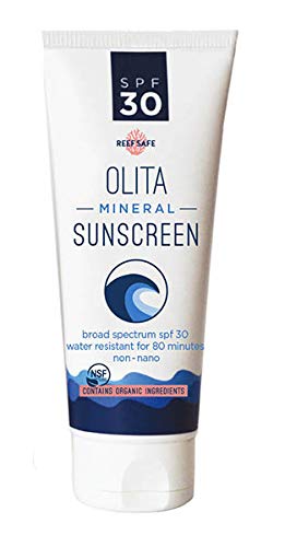 Mineral Sunscreen SPF 30 Lotion, by OLITA. New formula for smooth application. Fragrance Free - 3 oz - Broad Spectrum, Chemical Free, All-Natural, Reef Safe, Organic, Zinc Sunblock, Water-Resistant