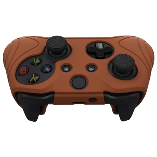 Image of PlayVital Samurai Edition Signal Brown Anti-Slip Controller Grip Silicone Skin for Xbox One X /S Controller, Ergonomic Soft Rubber Protective Case Cover for Xbox One S /X Controller with Thumb Grips