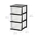 IRIS USA Plastic Drawer Storage Organizer, 3-Drawers, 2-Pack, for Classroom Art Craft Supplies, Bathroom Bedroom, Laundry Room, Black/Clear