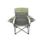 Quilted Double Camping Chair and Single Camping Chair with Padded Seat and Back for Camping/Hiking/Backpacking – Available in Low and Standard Heights (Low Chair (Gray/Asparagus))