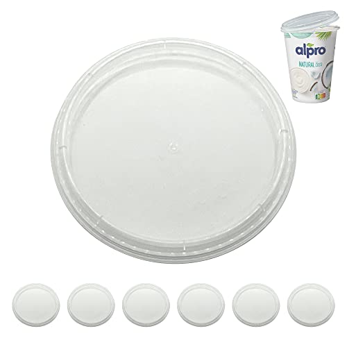 XILMARK Couvercles Yaourt Réutilisables 500 grs, Couvercle Plastique Yaourt, Couvercle Plastique Réutilisable Transparent, Capsules de Yaourt, Bouchons yaourt, Couvercle Yaourt 500 Ml PACK 6 UNITES Cover