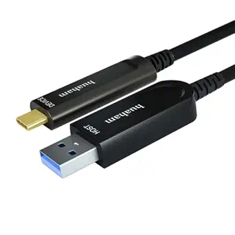 huaham USB A to USB C Fiber Optic Cable 15M/50FT, USB 3.1 Cable 10Gbps Gen2 Long Distance Transmission Slim, Ultra High Speed USB Cable for VR, Xbox, Logitech Camera, Laptop etc