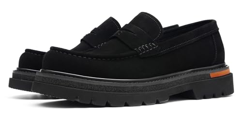 Santimon Men's Casual Shoes Genuine Leather – 1.96inch Height Increasing Penny Loafers, Slip-On Comfort for Dating & Daily Wear | Breathable Non-Slip Shoes for Men