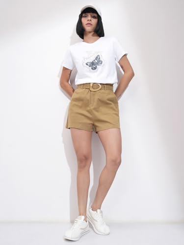 Image of Tokyo Talkies Women's Regular Fit Cargo Shorts | Stretchable Shorts