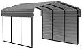 Arrow Carports Galvanized Steel Carport, with 1-Sided Enclosure, Compact Car Metal Carport Kit, 10' x 15' x 7', Charcoal