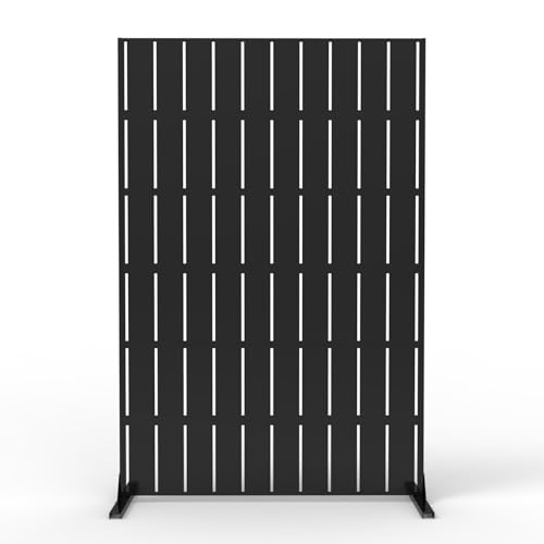 GarveeHome Metal Privacy Screen, Outdoor Privacy Screens, Decorative Fence for Patio Lawn Garden Deck Balcony, 3-Panel Outdoor Divider With Hook- 72 in H x 47 in W