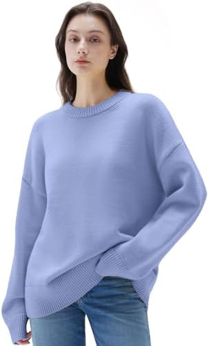 SUUKSESS Women Cashmere Blend Oversized Crew Neck Long Sleeve Pul...