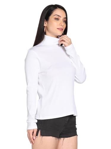 Image of TWIN BIRDS Women Cotton Turtle Neck Ribbed Tee | Full Sleeve Winter Top