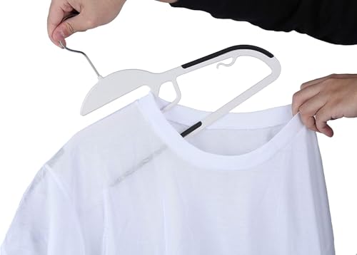Image of Ginoya brothers Plastic Clothes Hangers, Upgraded Rubber Stripe Non-Slip Coat Hangers, Dry Wet Trousers Pants Hangers, Space Saving Hanger. (S- Black & White, 40)