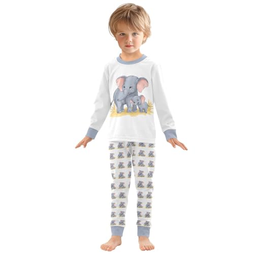 Cartoon Pajamas Set Cartoon Elephant Long Sleeve PJs Cotton Jammies Sleepwear Top and Pants Multicolor3