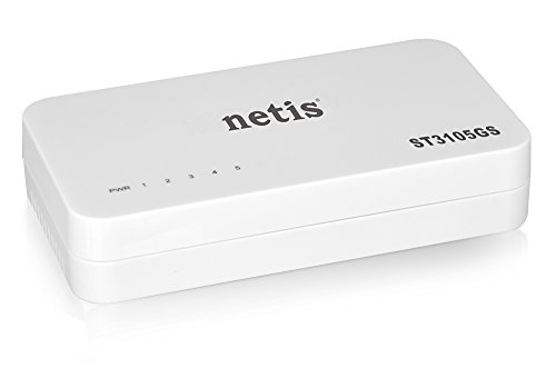 Netis System ST3105GS - Switch 5 Puertos 10/100/1000 Mbps, Formato Sobremesa, Auto Mdi/Mdi-X, blanco