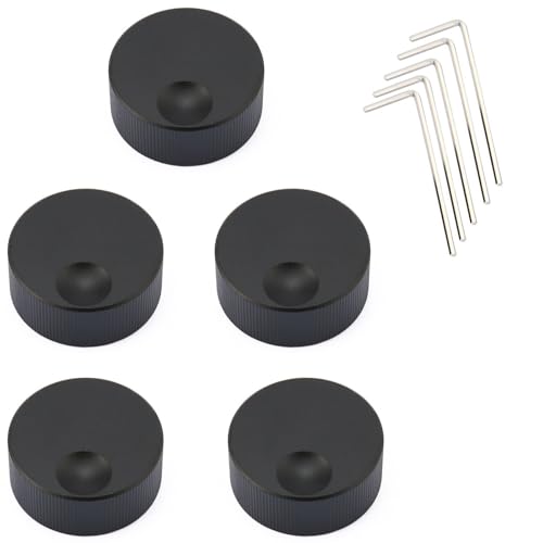 SEIWEI Rotary Electronic Control Potentiometer Knob Alumium Black Matt Volume Control Knob with Spanner Fit for Potentiometer with 6 mm Handle(5 PCS)