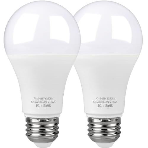 Garage Door Opener LED Bulb 4000K White Garage Door Light Bulb for Chamberlain Genie Craftsman & LiftMaster Openers LED Light Bulb - Bulbls with E26 Base 9 W (2PCS Bulbs)