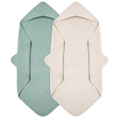 Peepeemax Kapuzenhandtuch Baby 2er-Pack, Musselin Baumwolle Baby Handtuch Kapuze, Weiche und Saugfähige Babyhandtuch mit Kapuze, Geeignet für Neugeborene und Babys 0–18 Monate, 76x76cm, Grün Peepeemax Kapuzenhandtuch Baby 2er-Pack, Musselin Baumwolle Baby Handtuch Kapuze, Weiche und Saugfähige Babyhandtuch mit Kapuze, Geeignet für Neugeborene und Babys 0–18 Monate, 76x76cm, Grün