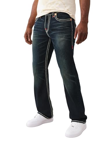 True Religion Men's Billy Super T Flap Jeans – Straight Leg Denim with Contrast Stitching3