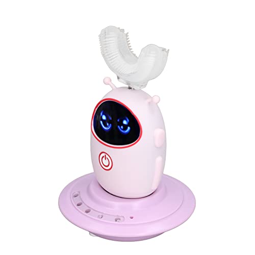 Cepillo de Dientes Eléctrico para Niños, Completamente Envuelto 360 ° Envolvente Alrededor de los Dientes Desinfección Violeta Cepillo de Dientes Eléctrico en Forma de U para(Rosado Morado) Cover