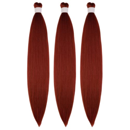 Auburn Ginger Braiding Hair Pre Stretched Kanekalon Braiding Hair Extensions Feed In Braids #TOP6
