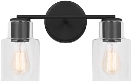 Scott Living 2-Light Sayward Transitional Wall Sconce Brushed Steel DJV1002MBK, Sconce Wall Lighting is Ideal Bedroom Light, Hallway Light, Living Room Light, and Bathroom Light Fixture