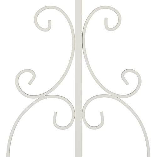 Relaxdays Gartentor, 3-teilig, Stahl, Gartenpforte Ornamente, Gartentür mit 2 Zaunelementen, HxB: 98,5 x 185 cm, weiß