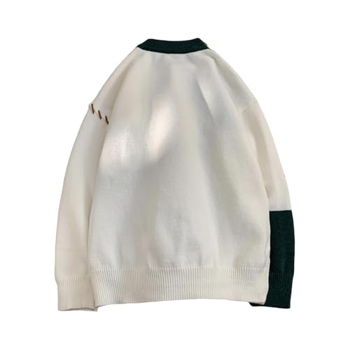 Men's Fashionable and Trendy Patchwork Knit Sweater Color-Blocked Cable-Knit Pullover2