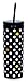 Price comparison product image Kate Spade New York Insulated Tumbler with Reusable Silicone Straw, Black 20 Ounce Acrylic Travel Cup with Lid, Polka Dots