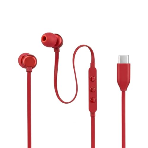 Image of Original Type C Earphones for JBL Tune 310 C Powerful Bass Wired Earbuds HD Audio Clear Calling Microphone Black Compatible with All Type C Device (red)