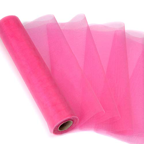 Rouleau d'organza, Organza Rose Rouge Tissu Transparent Chaise Ceinture Bricolage Rouleau de Tulle pour la fête de Mariage, guirlandes Cadeaux décoration